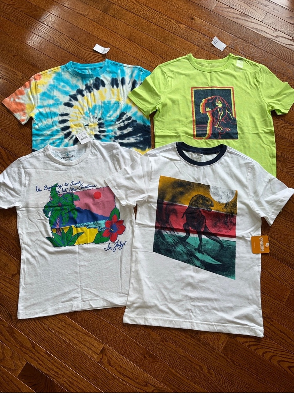 NWT Boys T-Shirts Bundle Tie Dye Surf Dinosaur size 12